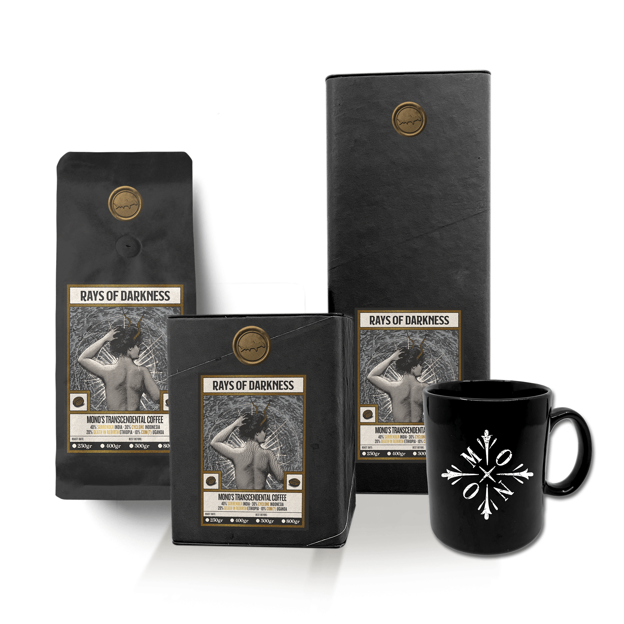 You'll get great coffee and benefit the environment, too. Mono Rays Of Darkness Coffee Beans Mug Bundle Pelagic Records