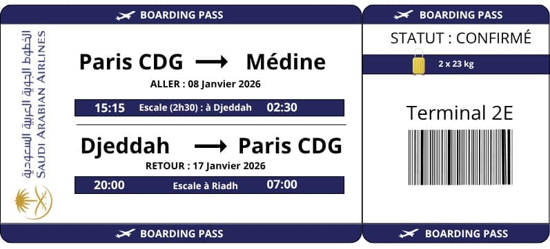 Omra du 08 au 17 janvier 2026