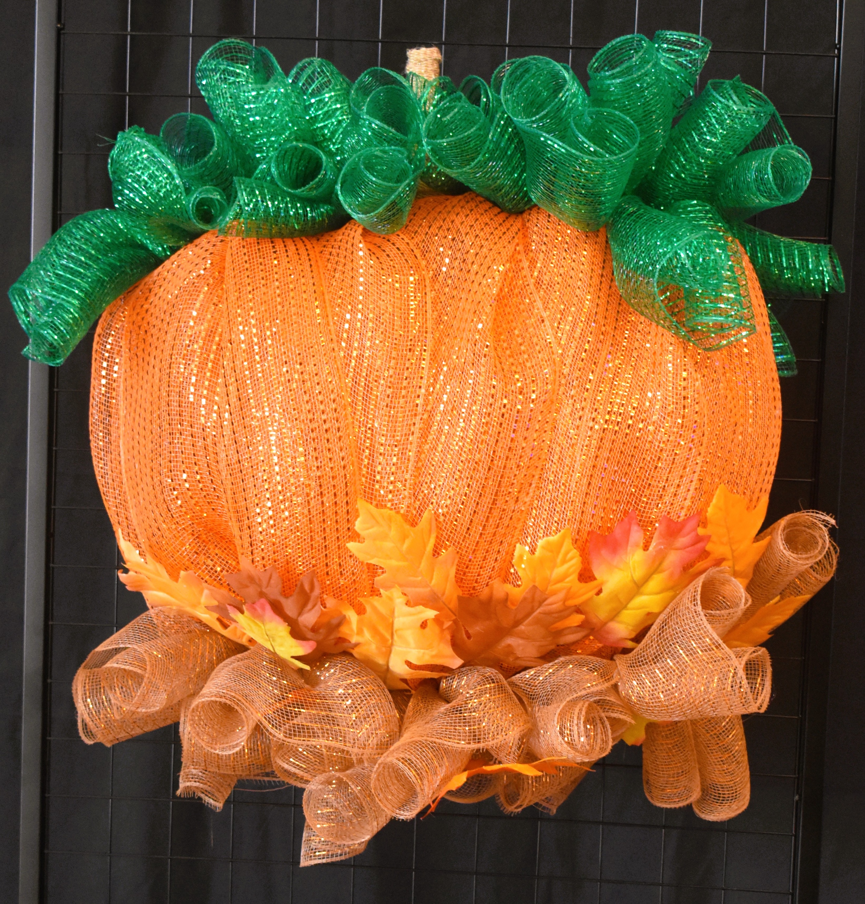 Handcrafted Pumpkin with Fall Foliar