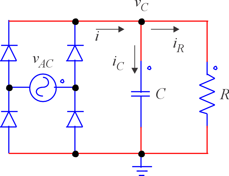Single-phase rectifier with capacitive filter