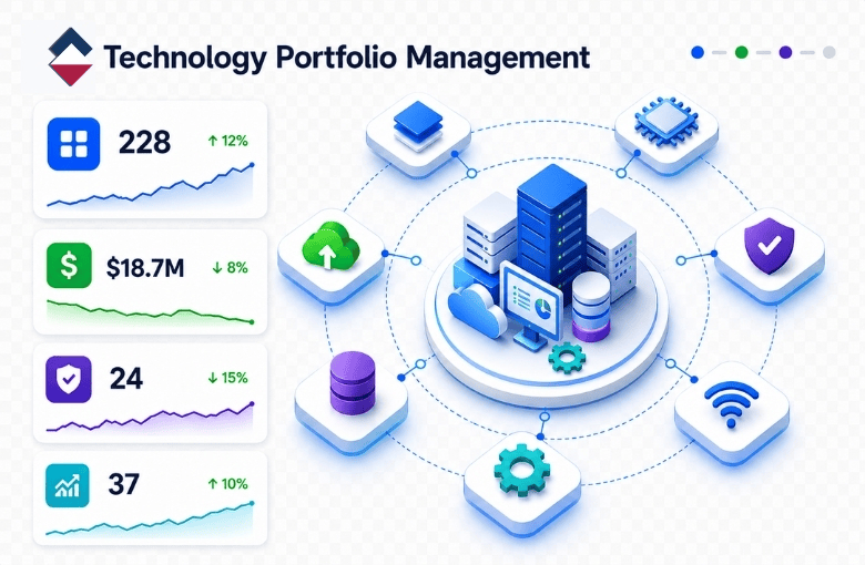 Technology portfolio management software for gaining visibility into enterprise technology assets, lifecycle, risks, and investments
