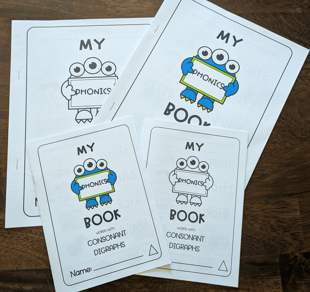 Consonant Digraphs Activity Mini Books. Available in color and black and white, as well as small and large versions. 