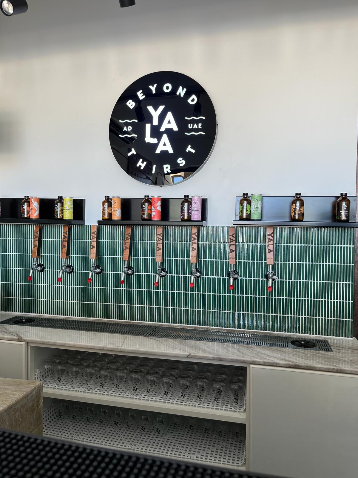 The taps at Yala Kombucha Abu Dhabi