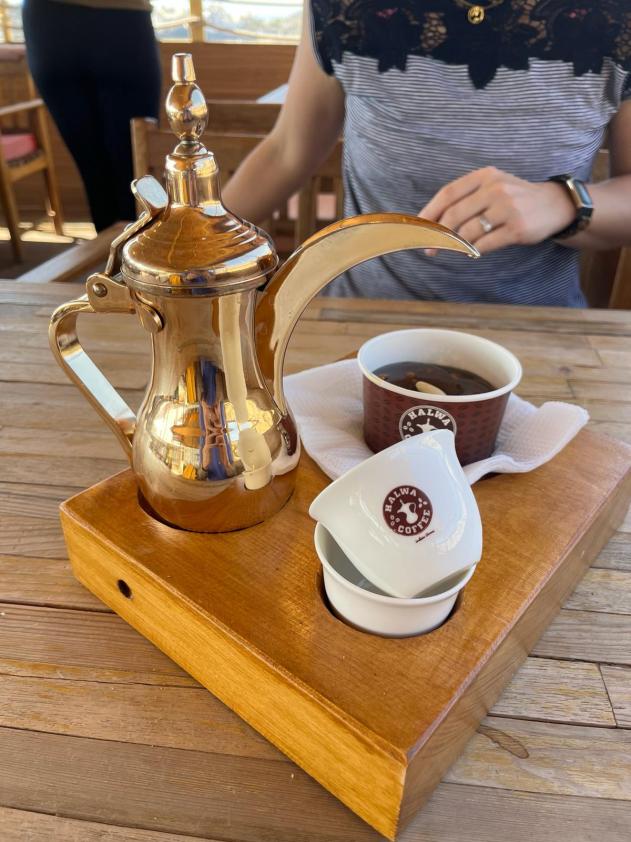 Arabic coffee and sweets at a cafe Halwa Coffee