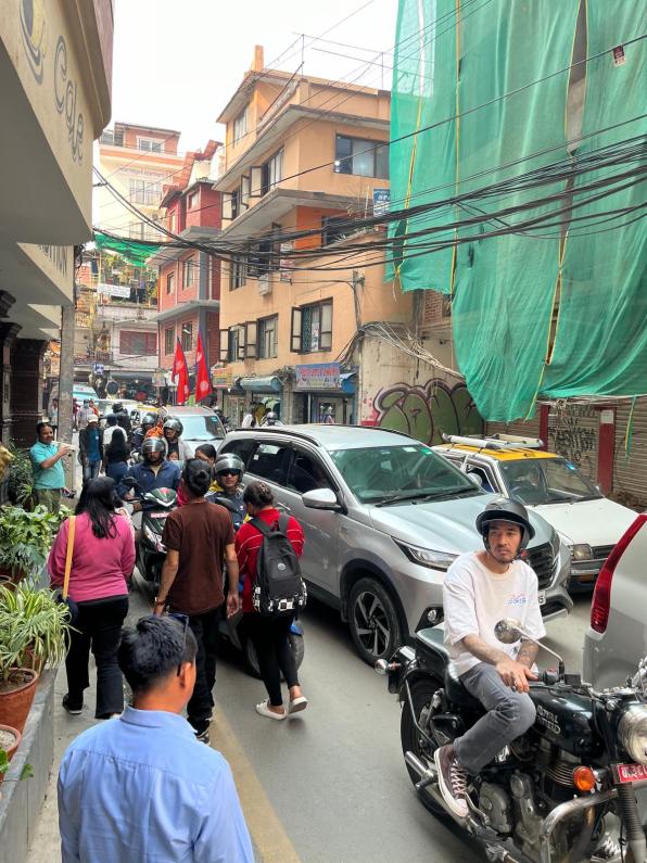 A crowded street in Thamel in Kathmandu Nepal