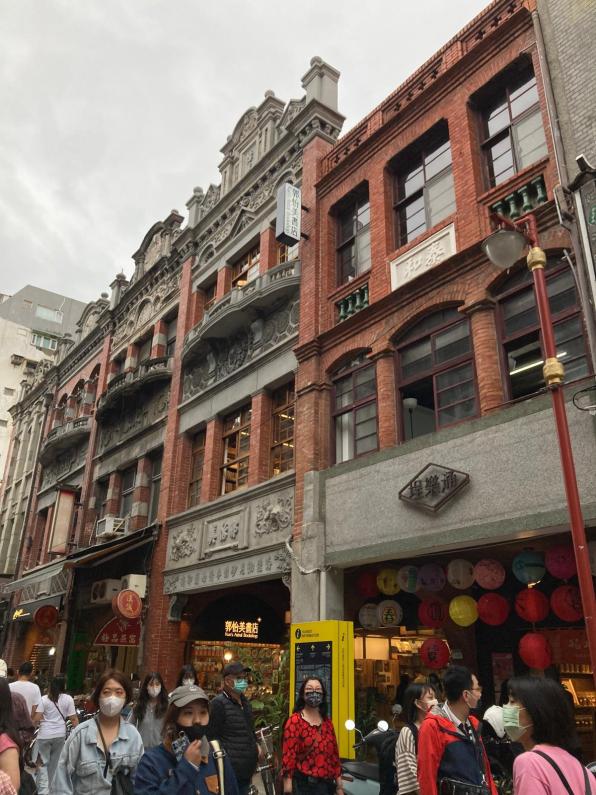The old brick buildings of the Datong District walking street.