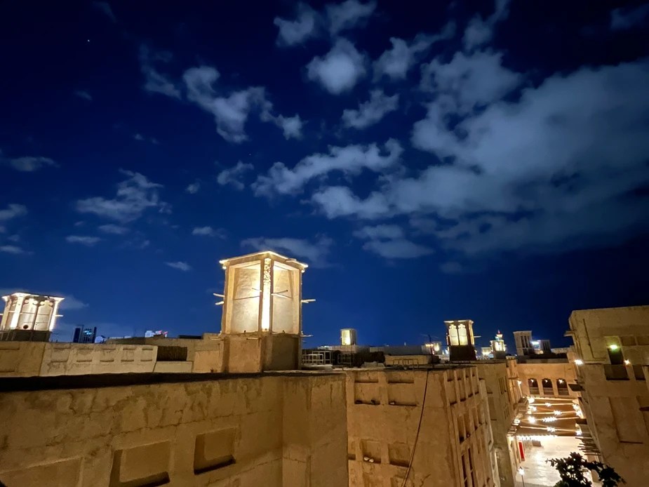 Al Seef neighborhood at night Dubai