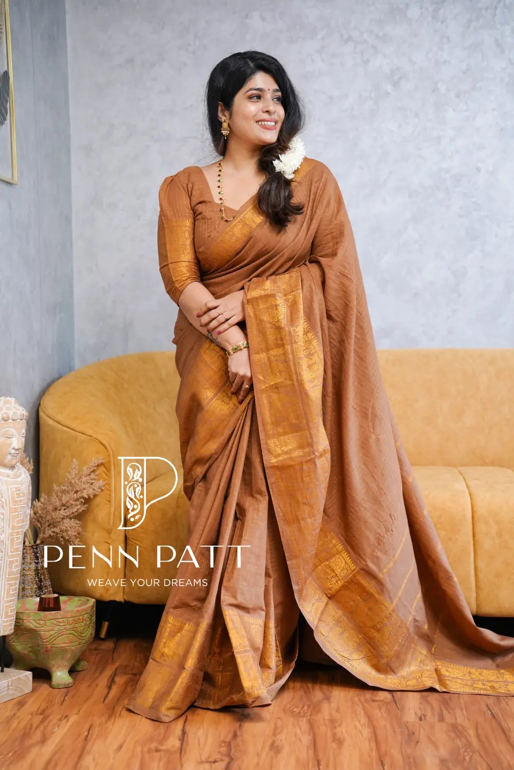 SANDAL ZARI KATTAM PURE MADURAI SUNGUDI COTTON SAREE