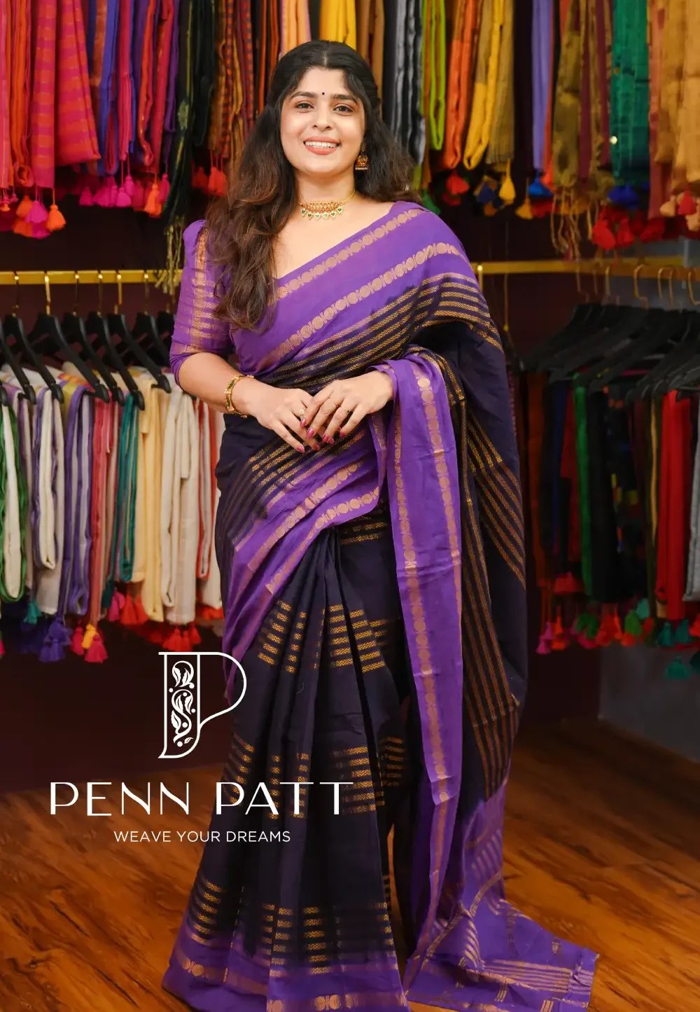 ATCHAYA VELTHARI INK BLUE PURE SUNGUDI SAREE