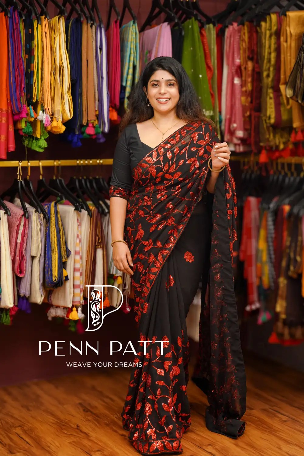 MIDNIGHT PURE GEORGETTE SEQUIN SAREE