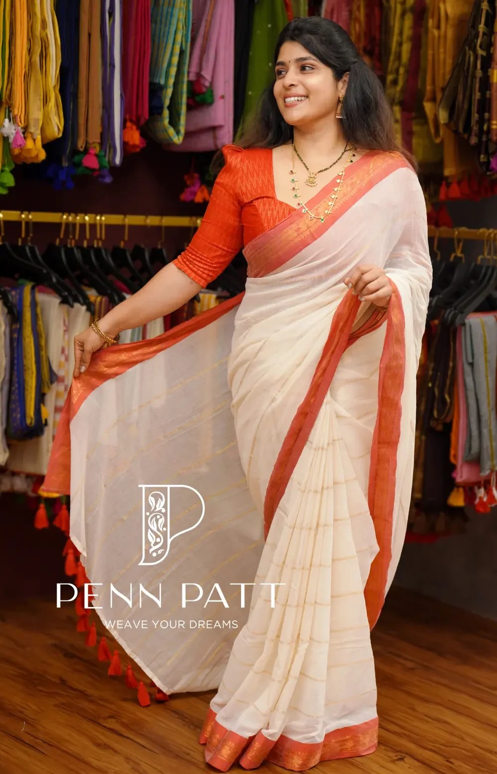 CHEMBAKAM PURE 120 COUNT MULCOTTON SAREE EXCLUSIVE ON PENN PATT