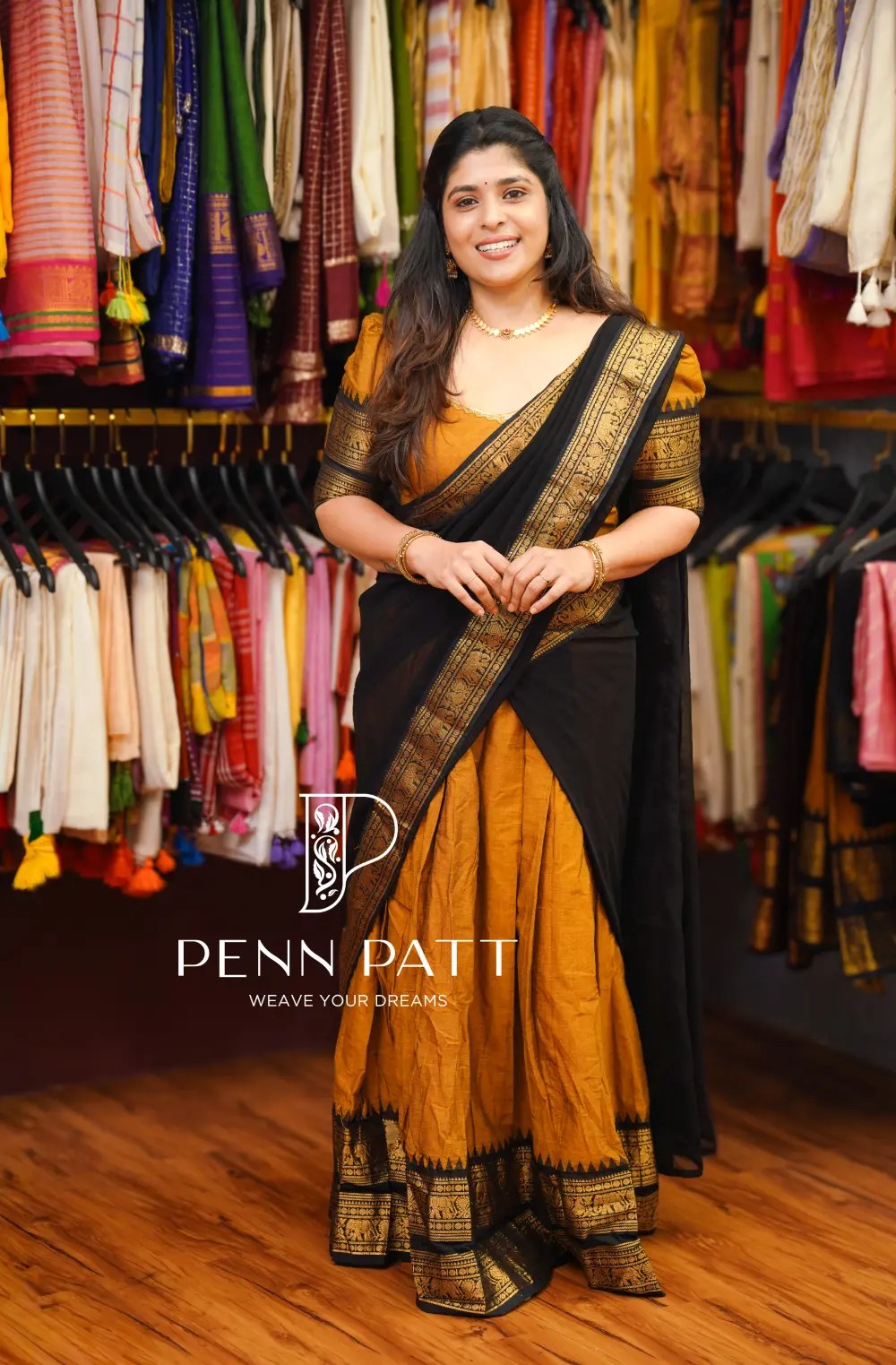 KANNAKI MUSTARD PURE KANCHI COTTON DAVANI