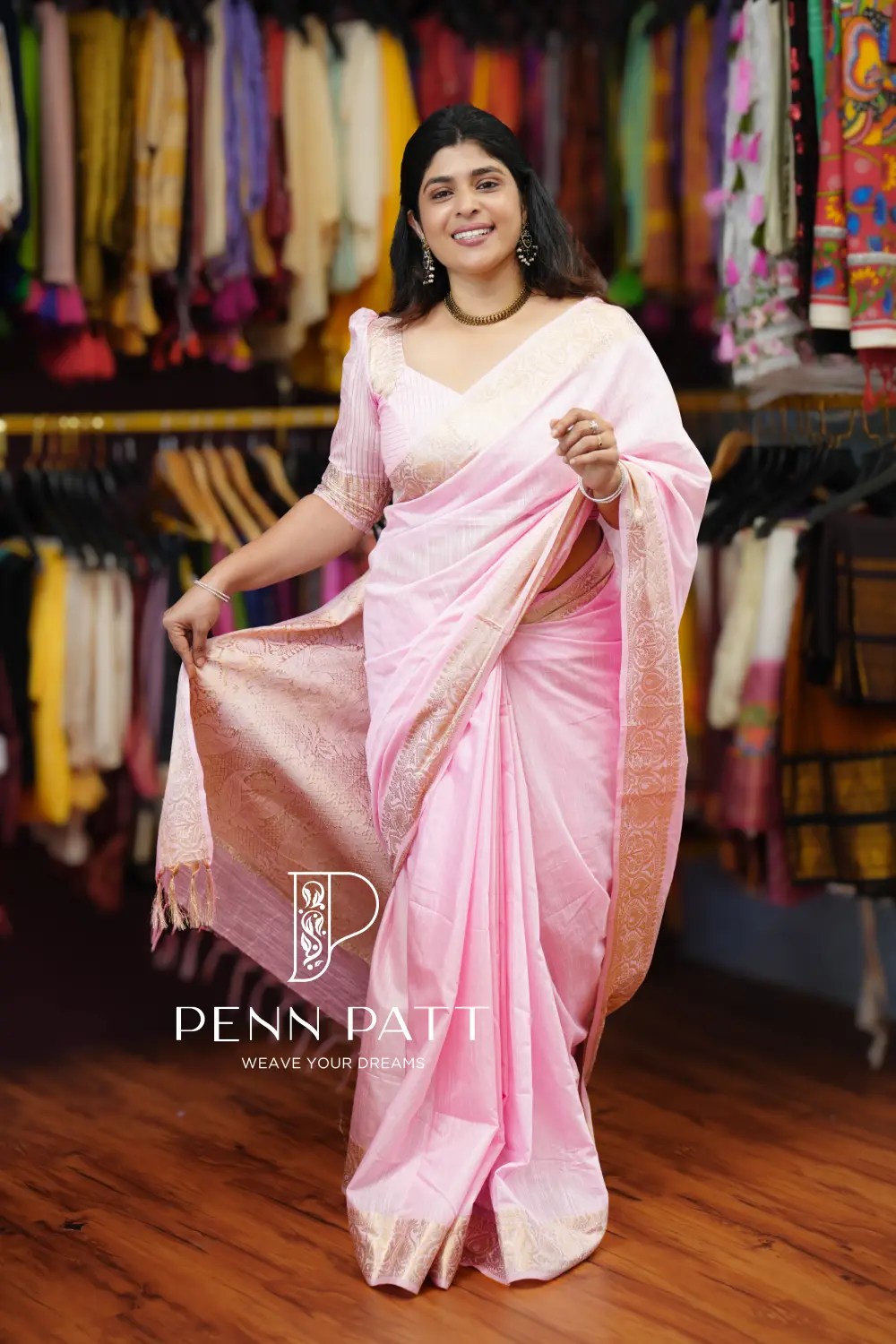 GULABI SEMI TUSSAR SILK