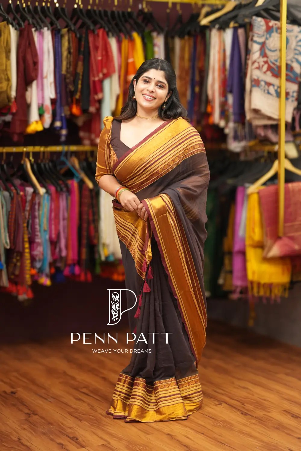 MADHURI BROWN PREMIUM MULCOTTON SAREE