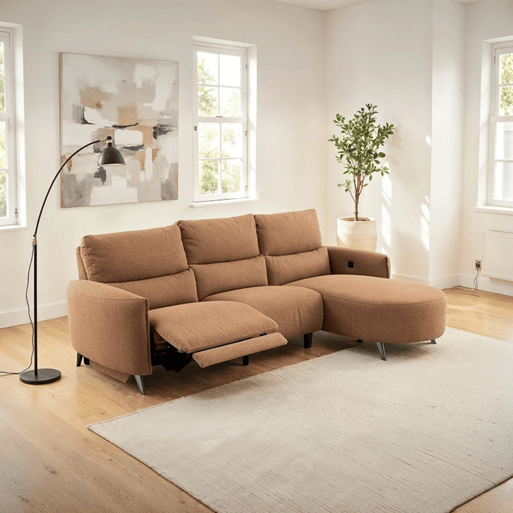 Sofá Chaise reclinable con USB Frida chocolate