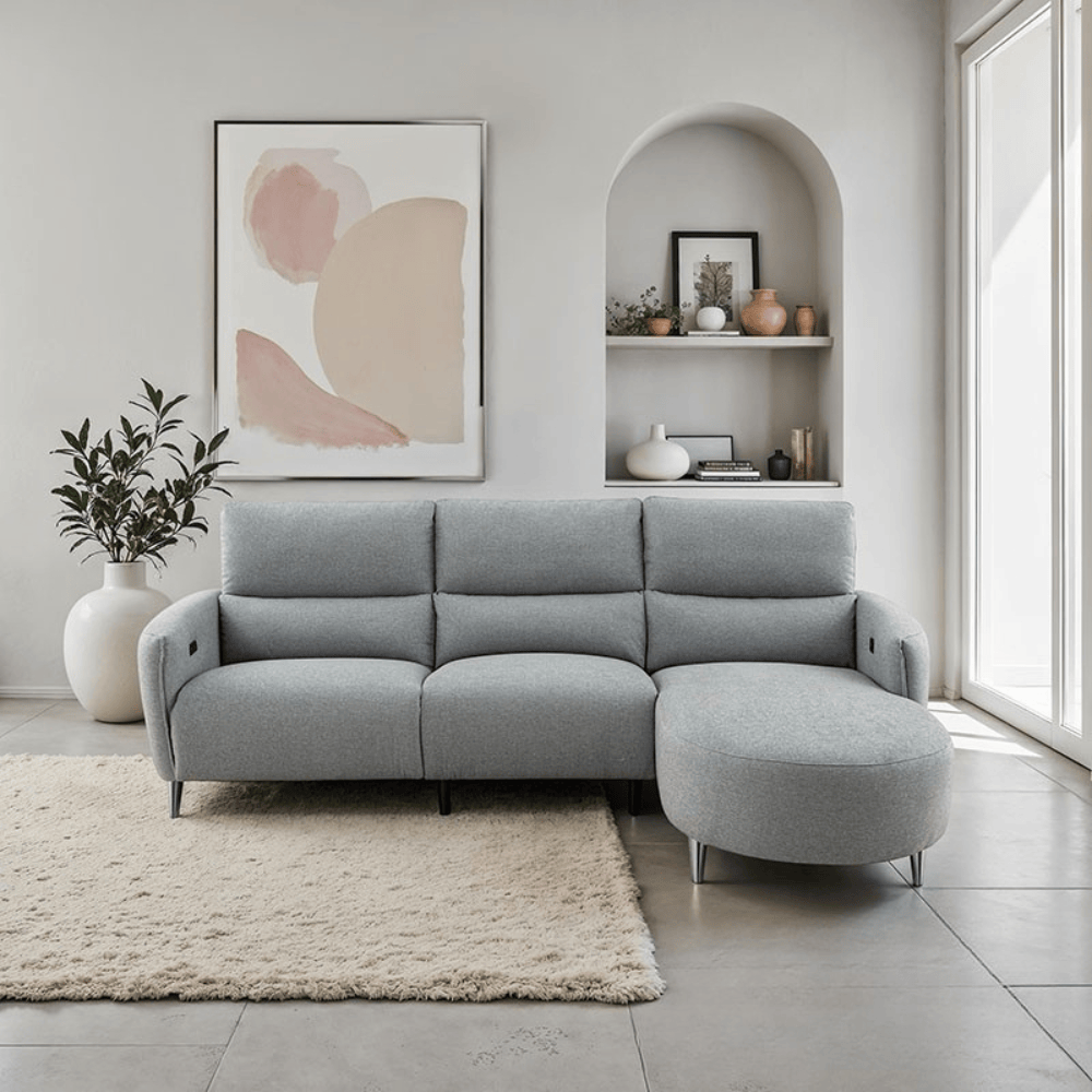 Sofá Chaise reclinable con USB Frida gris