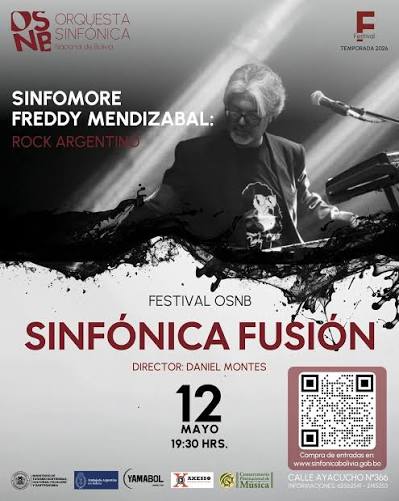 Afiche del concierto de Freddy Mendizabal en el festival Sinfónica Fusión