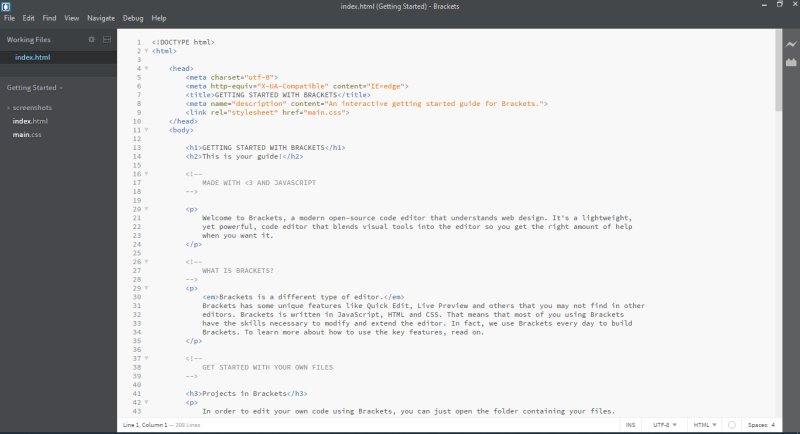 Open Source Editors and IDE - Brackets-The-HTML-Code-Editor