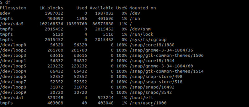 df Command Linux