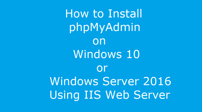 how to install PHPMyAdmin on Windows 10