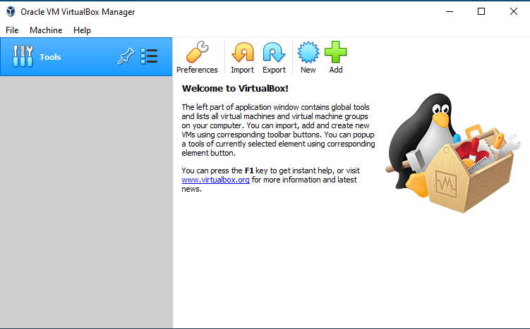 How to Install Oracle VM VirtualBox 6.1 on Windows 10 Step by Step with Screenshots - VirtualBox Welcome Screen