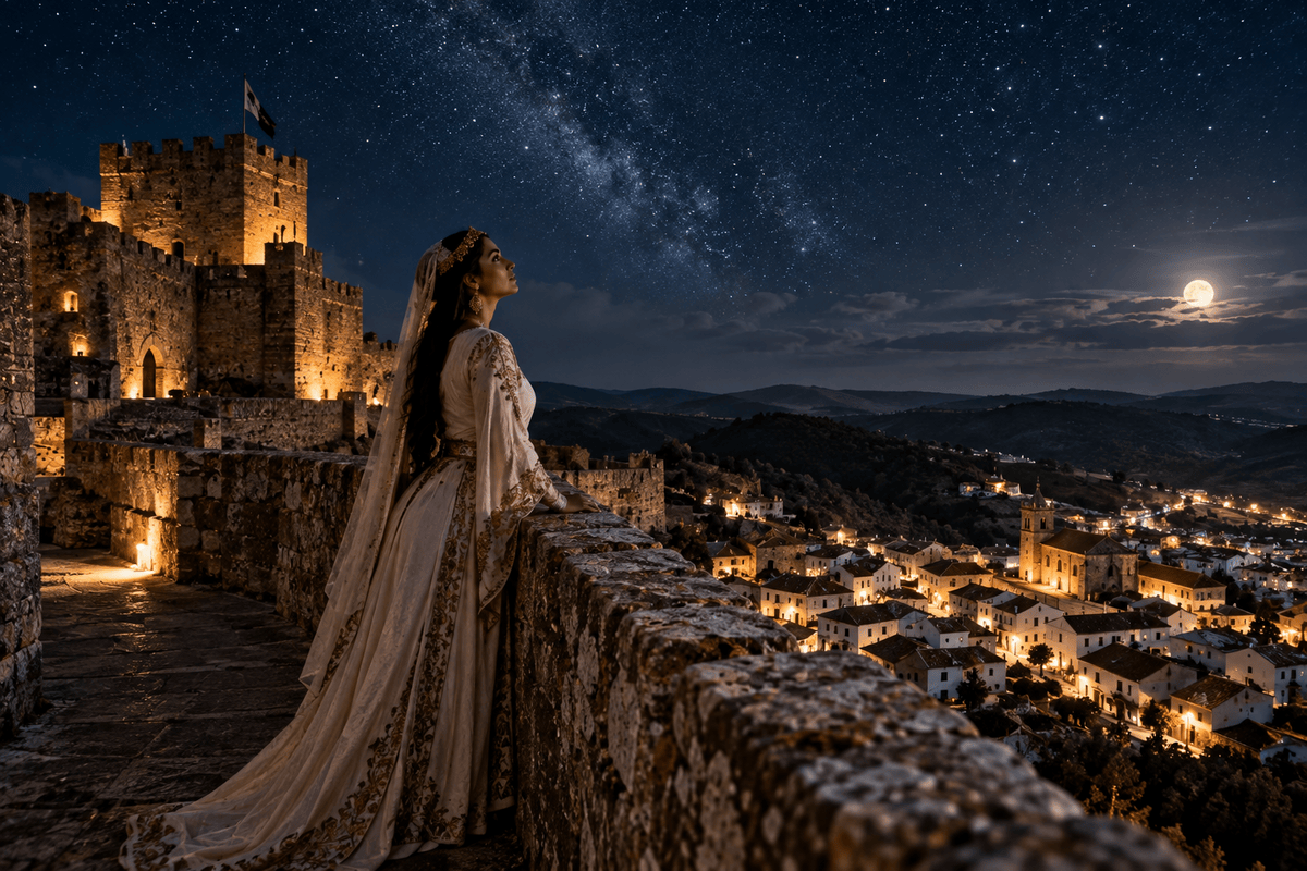 La dama berberisca cuenta estrellas desde las almenas del castiLLo de Segura de León