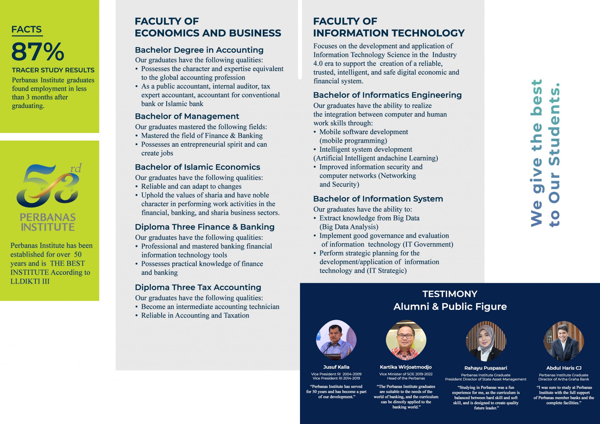 Accounting is not a hard major, its a lot easier compared to engineering or let say other stem majors but it might definetely harder compared to few other . Perbanas Institute Brochure