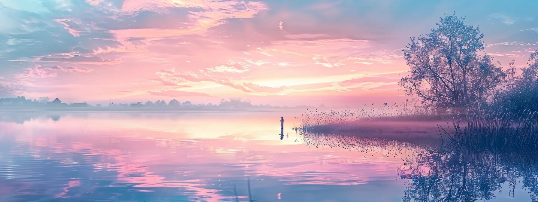 a serene nature setting bathed in soft pastels, featuring a solitary figure gazing towards a radiant horizon, symbolizing hope and the journey of recovery after rehabilitation.