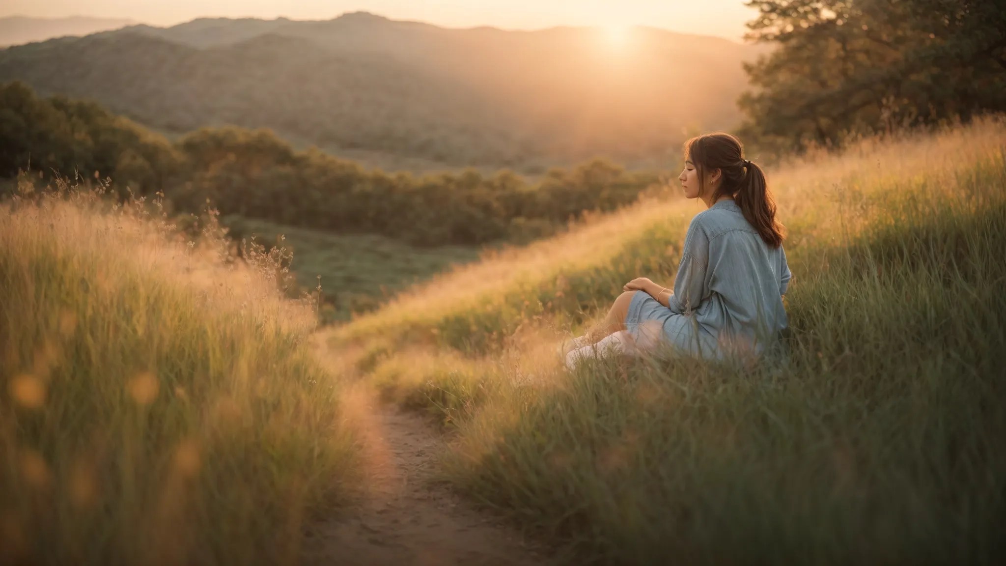 a serene nature setting with soft, pastel colors, featuring a person gazing hopefully towards a gentle sunrise, symbolizing the journey of healing and recovery in mental health.