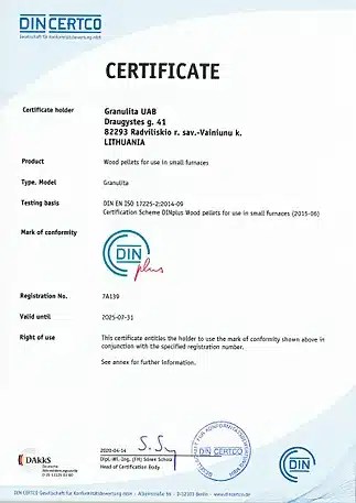 Gecertificeerde Dinplus Granulita houtpellets