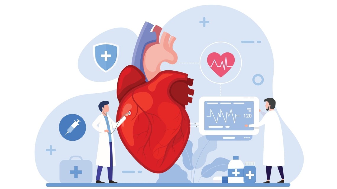 Heart,Care,And,Medical,Diagnostic,Design,Concept.,Doctors,Treat,Heart