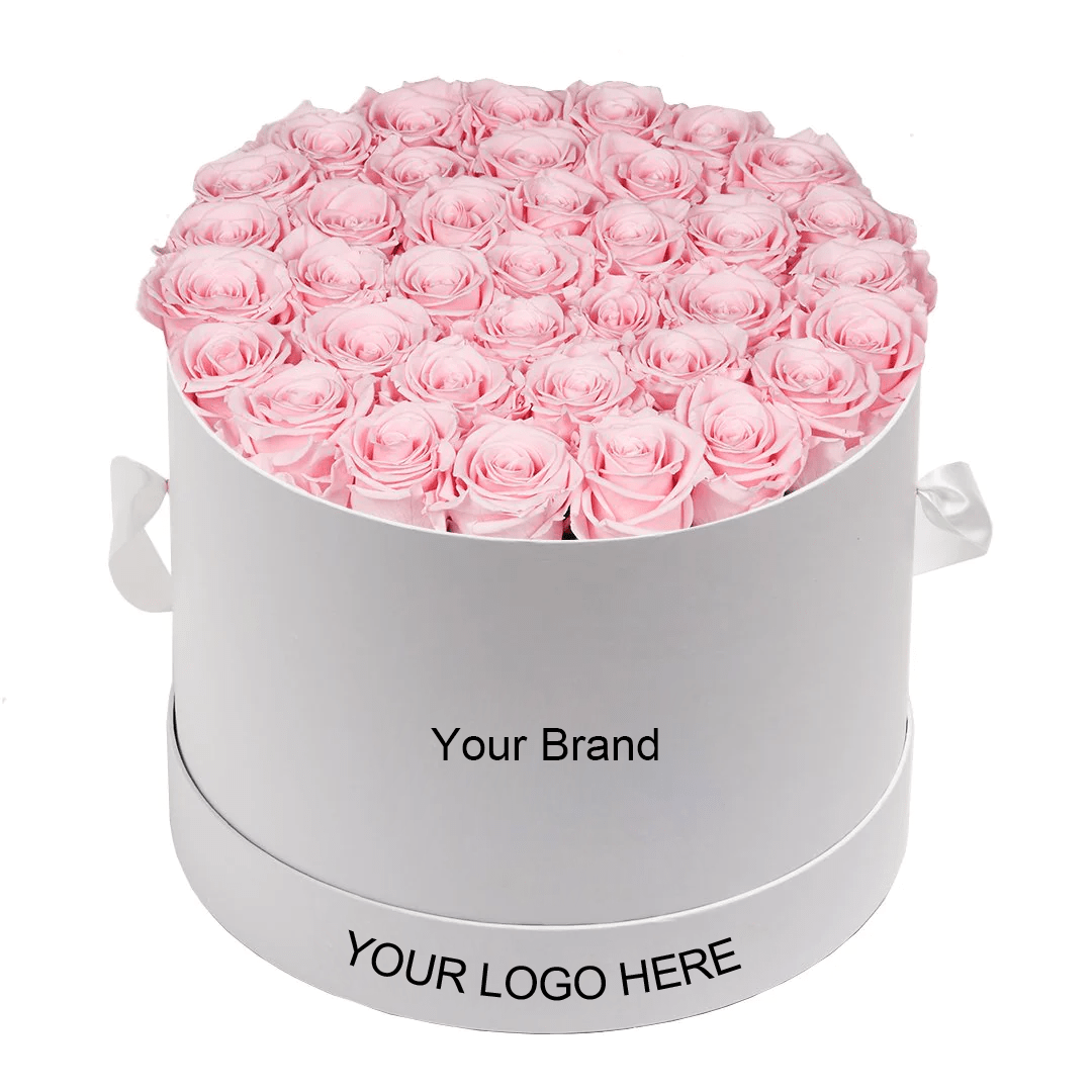 42 PCS PINK ROSE IN ROUND BOX