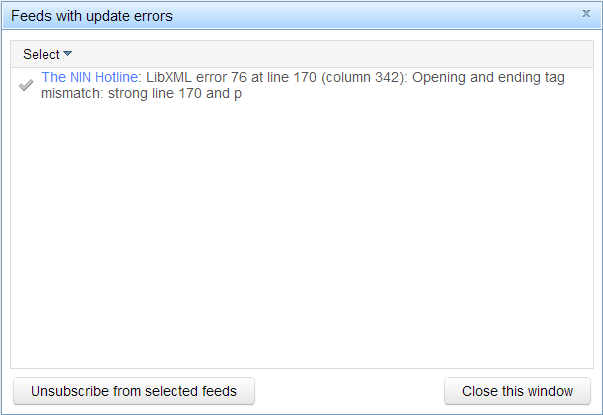 Feeds with errors