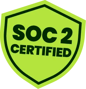 A green shield-shaped badge with a dark outline displays the words SOC 2 CERTIFIED in bold black letters, representing excellence in network security Ohio.
