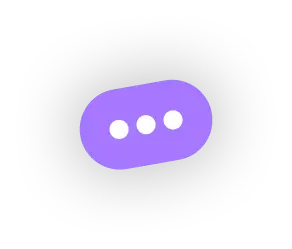 A purple oval with three white dots inside, resembling a typing or chat indicator, is centered on a solid black circular background—ideal for document management Ohio solutions.