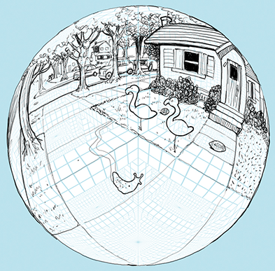 Fisheye perspective illustration by David Chelsea