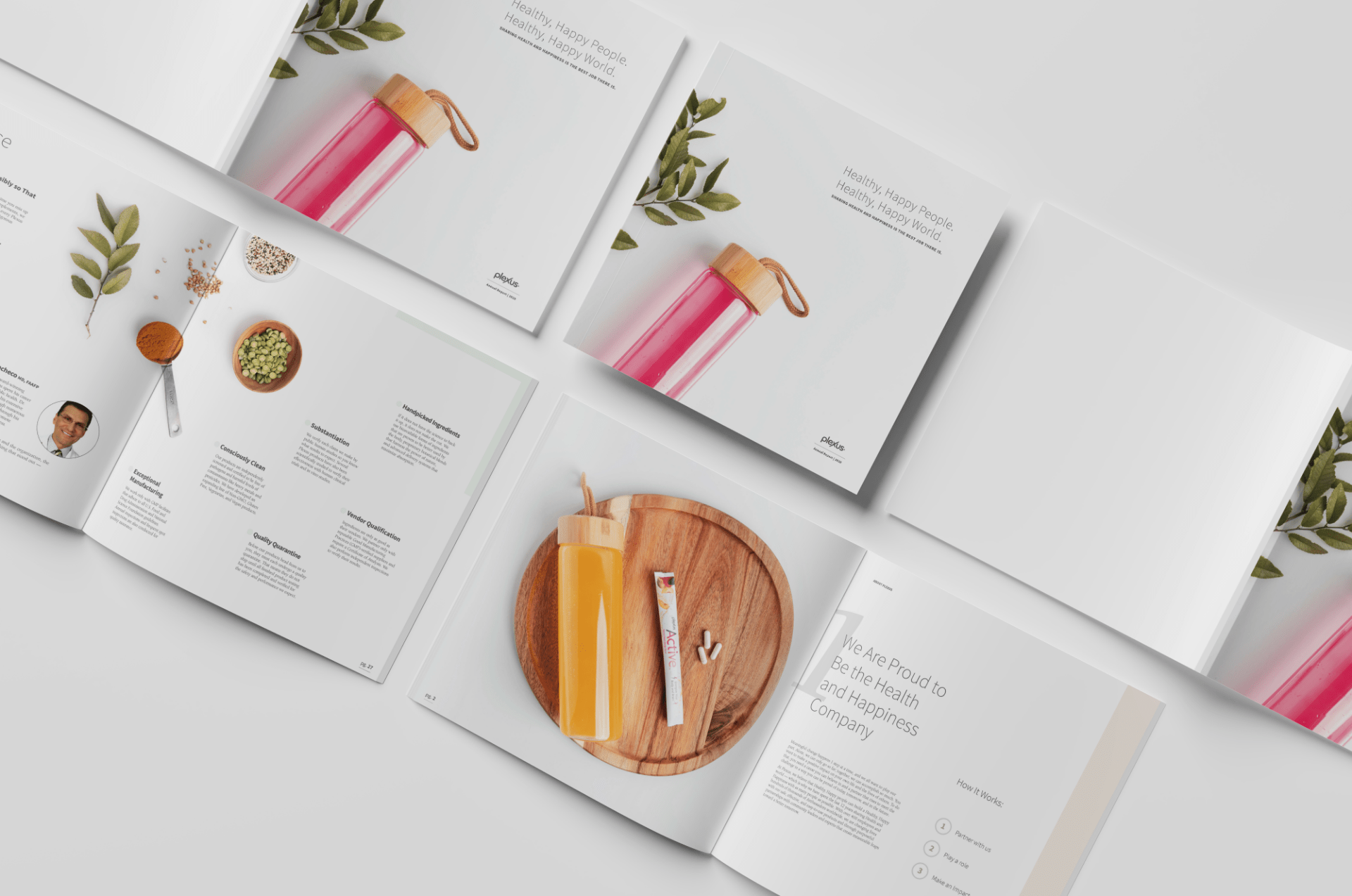 Plexus brand guide book layout mockup on white background