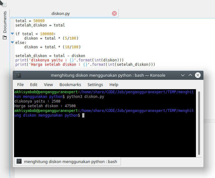 Pelbagai ragam contoh kode program yang melibatkan tipe data, variabel, konstanta, . Program Diskon Menggunakan Python Pesona Informatika