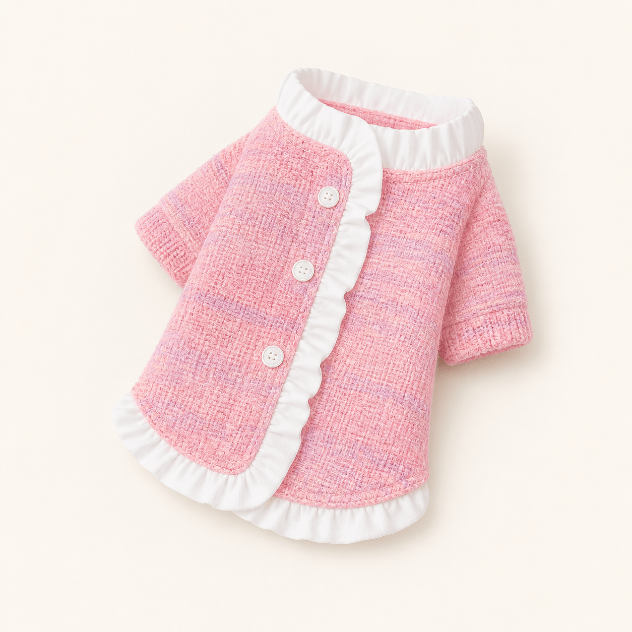 Camisa Tweed Rosé Ruffle para mascota