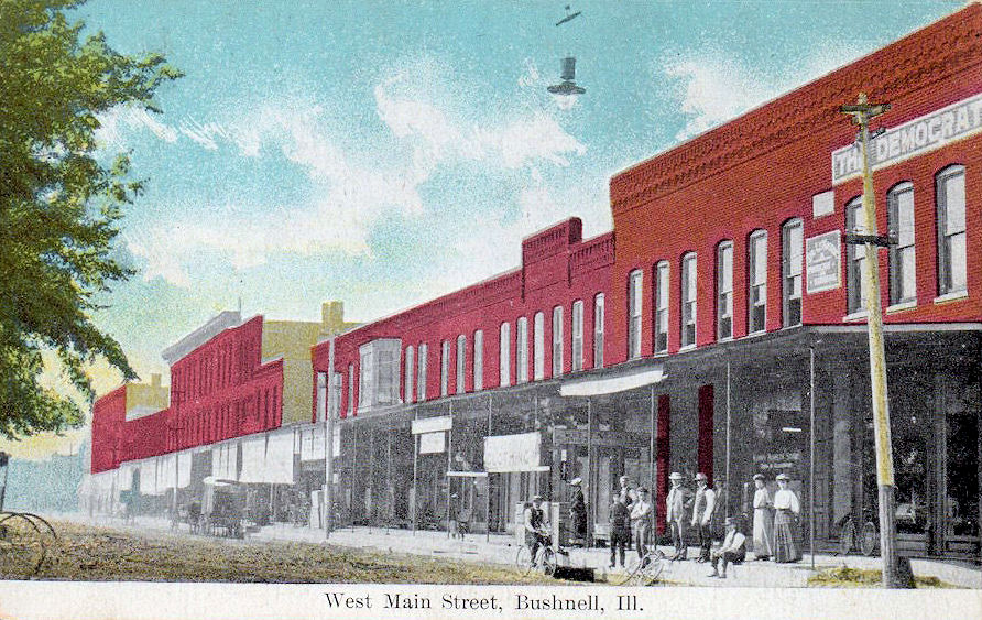 Collection of old Main Street postcards from the State of Illinois