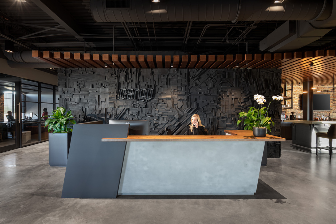 Matte black collage tile.