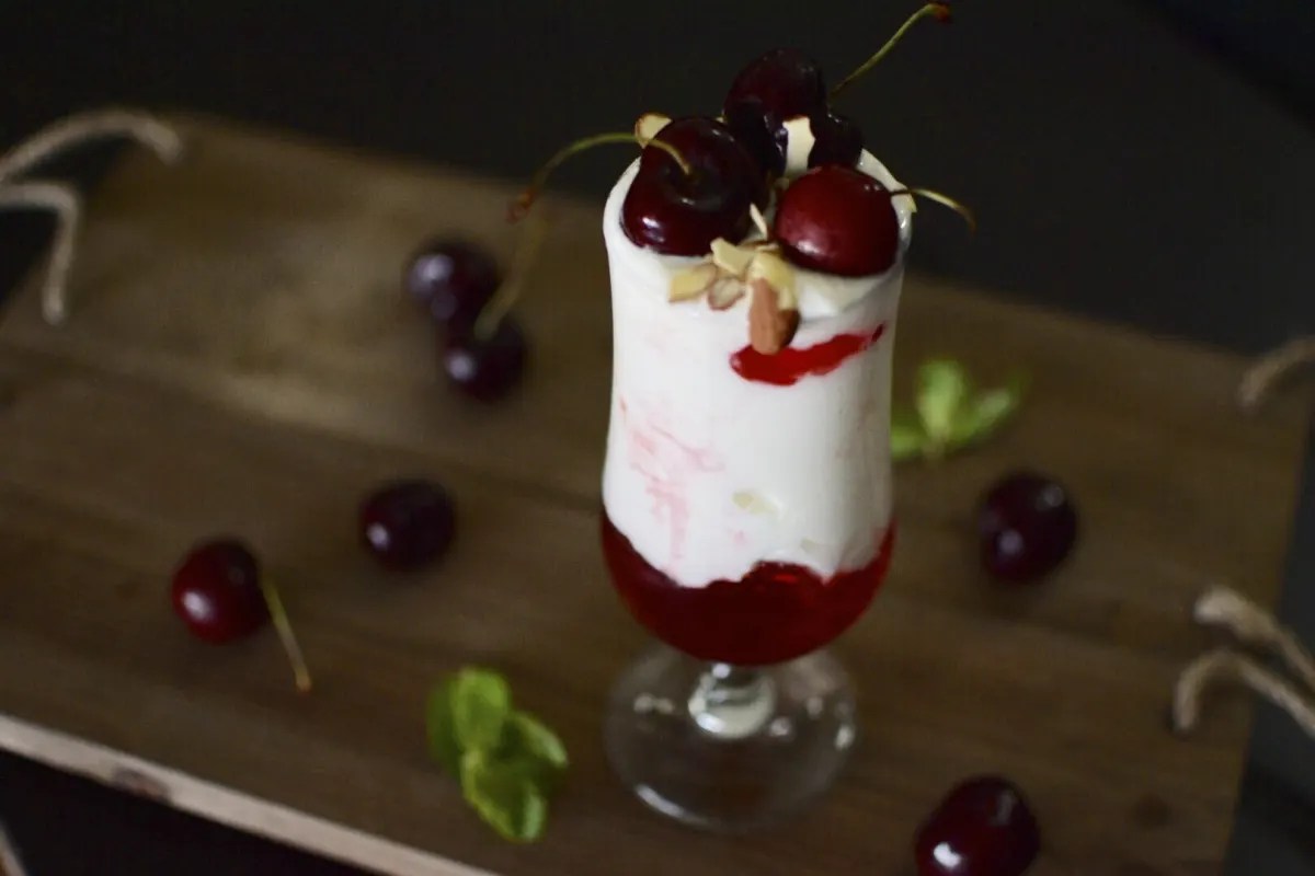 Yogurt and cherry