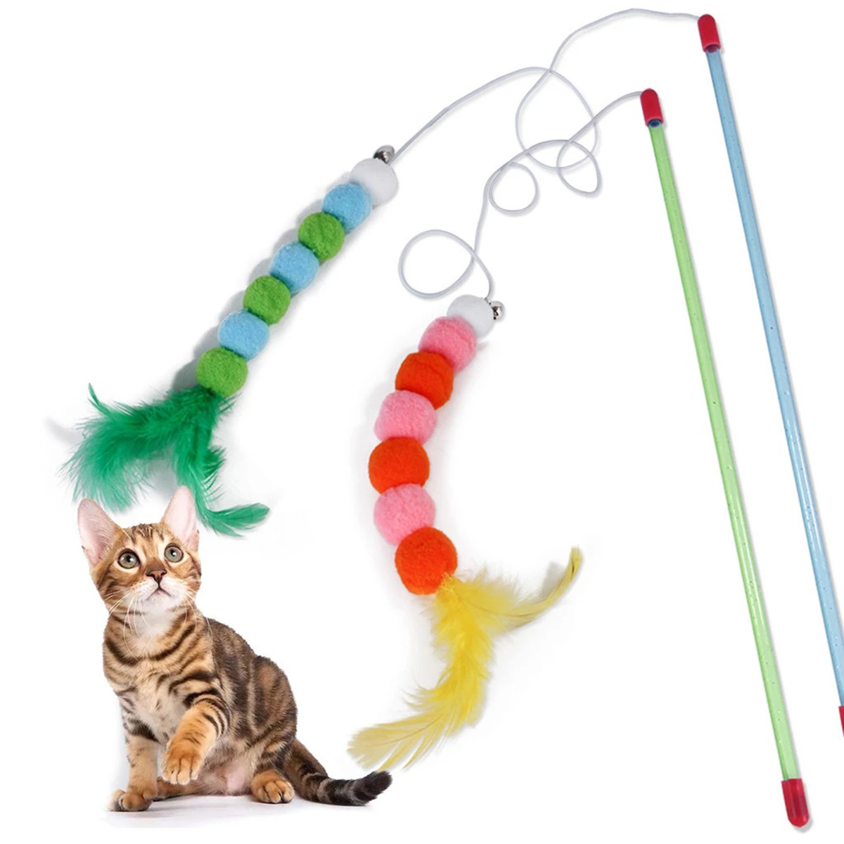 Cat Stick Long Ware Balls Toy