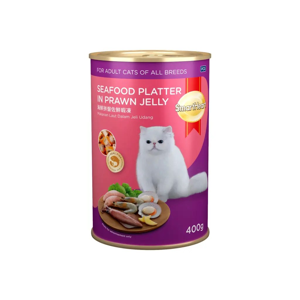 SmartHeart Adult Cat Food Seafood Platter Prawn Jelly (Can)