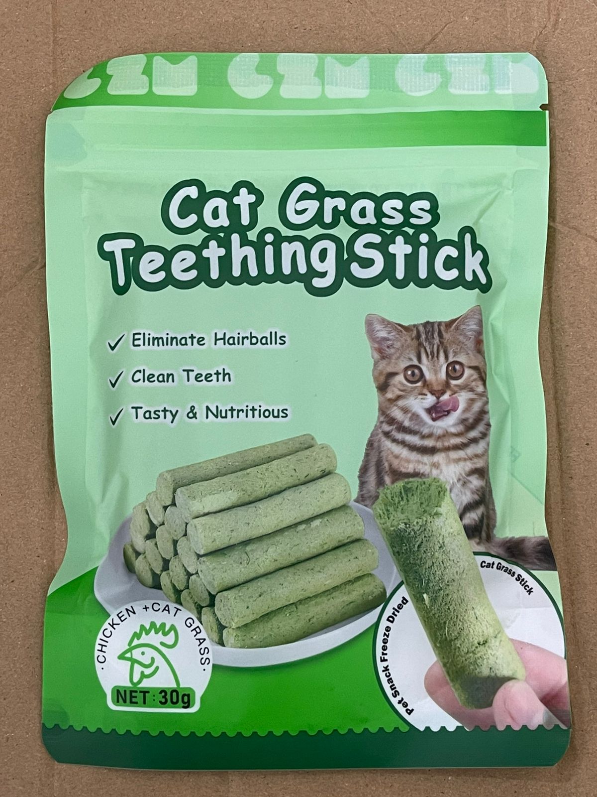 Cat Grass Teething Stick Chicken Flavor 30gm