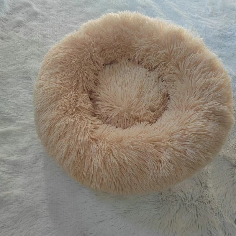 Fluffy Calming Pet Bed – Long Plush Round Cat & Dog Bed for Deep Sleep (Winter Warm)