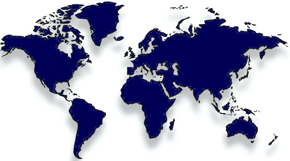 World map showing PET Resin Global locations in the USA, UAE, Pakistan and Singapore