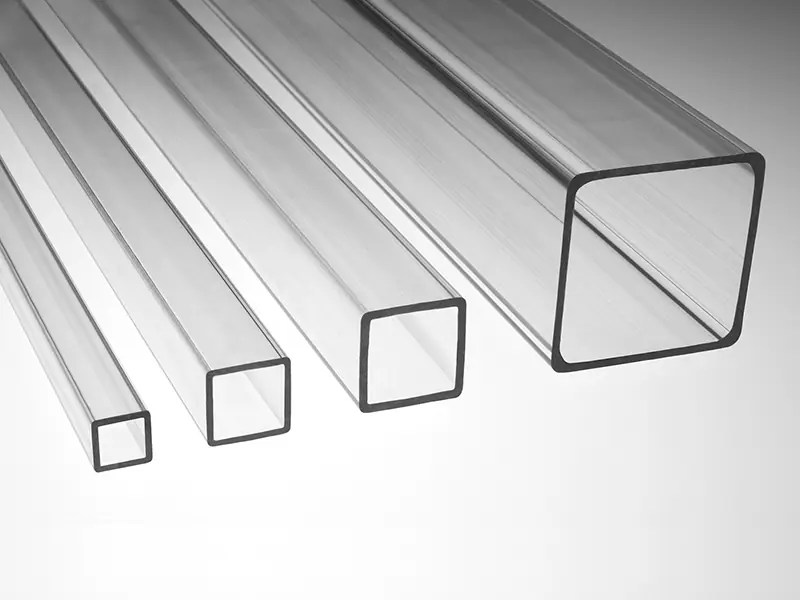 Square-section extruded plastic tubing