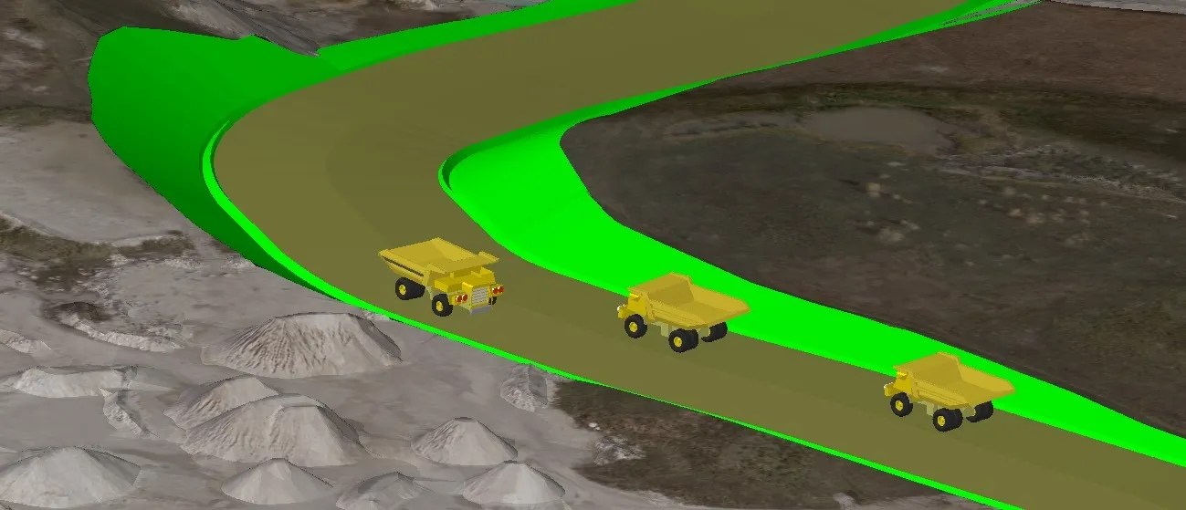 Haul road design created with Carlson Surface Mining and Carlson Civil