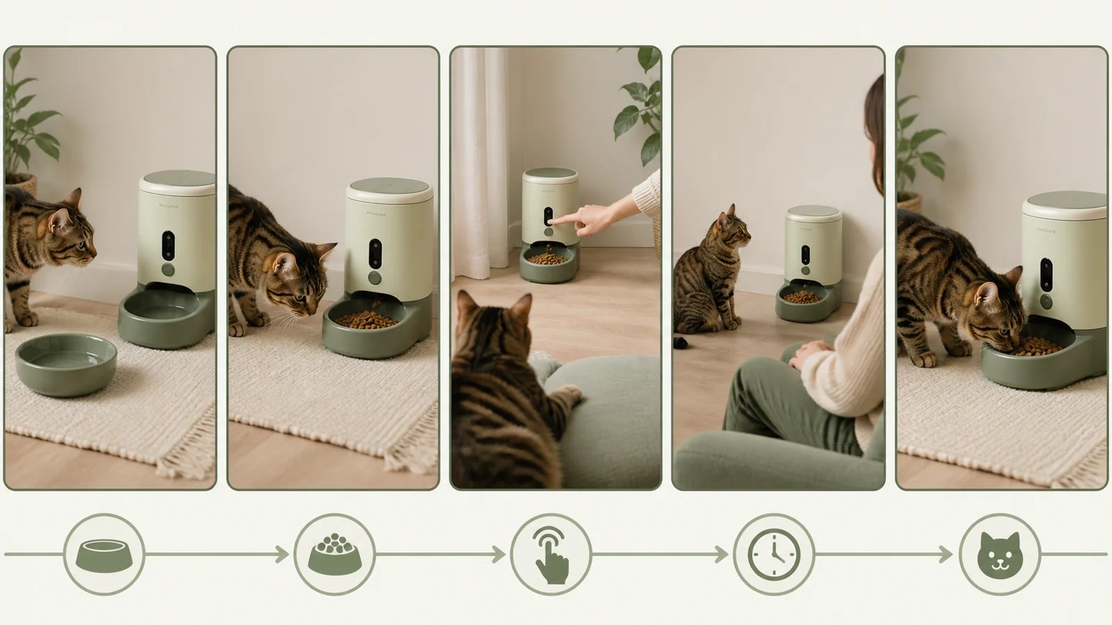 Five-stage roadmap for introducing a cat to an automatic feeder